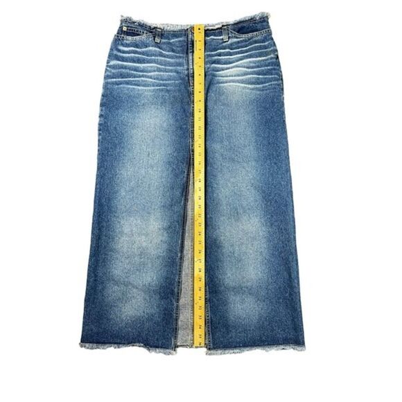 R4R Jeans Slit Skirt Frayed‎ Waist & Hem Denim Distressed Size 15 - Picture 7 of 9